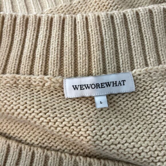 WeWoreWhat Creme Brulee Beige Off The Shoulder Knit Sweater Women's Size Large - Picture 4 of 6